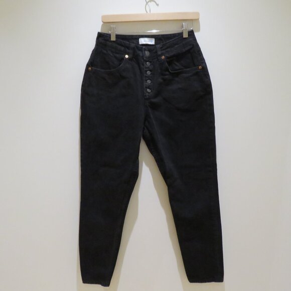 DECADE STUDIO Pamela Slim Tapered High Rise Jeans in Black Denim Minimalist 28 - Picture 3 of 13